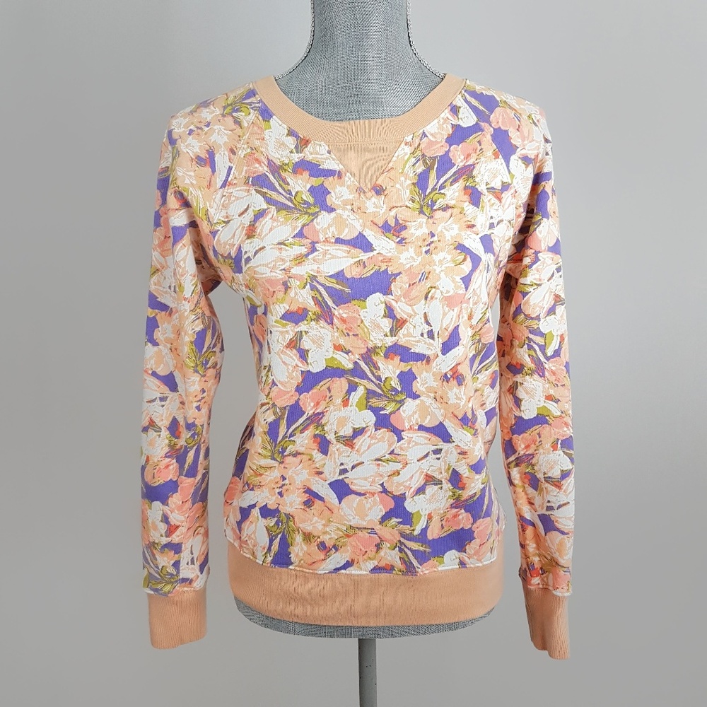 J Crew Floral Crew Neck Sweatshirt Pullover XS